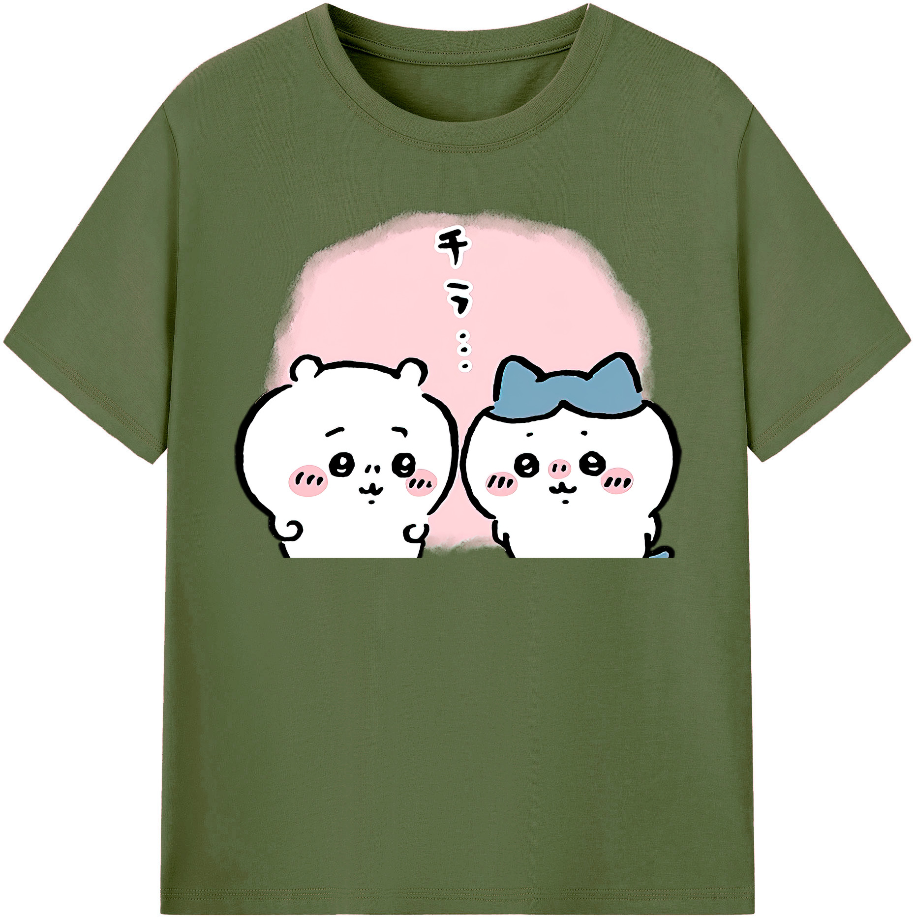 （画像用） ちいかわ ハチワレ Chii-kawa hachiware 綿100％半袖Tシャツ（フロントプリント）